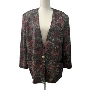 Vintage Inseparables Multicolor Floral One Button Blazer 90’s Made in U.S.A. 14
